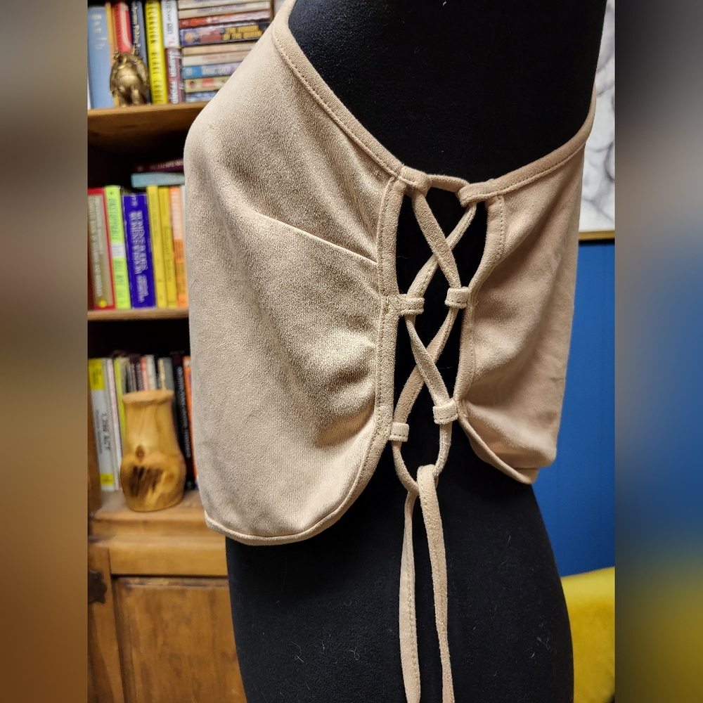 Charlotte Russe Faux Suede Side Lace Tank Size S - Picture 2 of 5